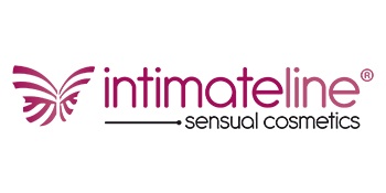 Logotipo roxo da intimateline sensual cosmetics com borboleta e linha