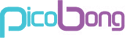 Logotipo 'picobong' em azul claro e lilás em fundo branco