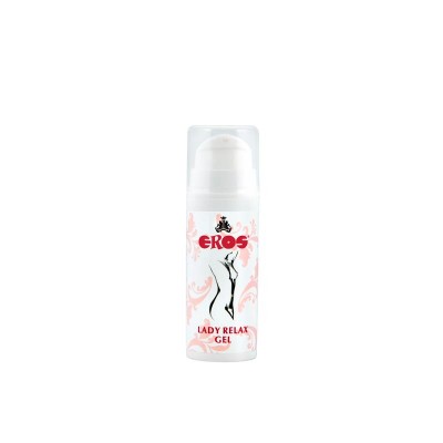 Frasco branco de gel ERoS Lady Relax Gel com figura feminina