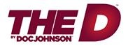 Logotipo THE D BY DOC JOHNSON em letras bordô sobre fundo branco.