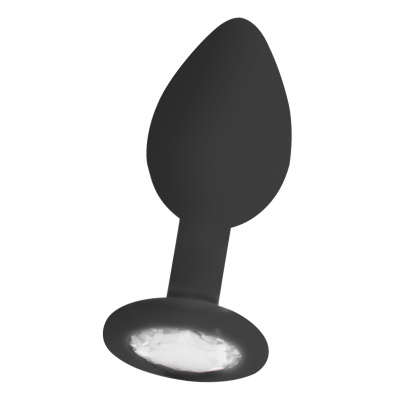 Plug anal de silicone preto com base circular