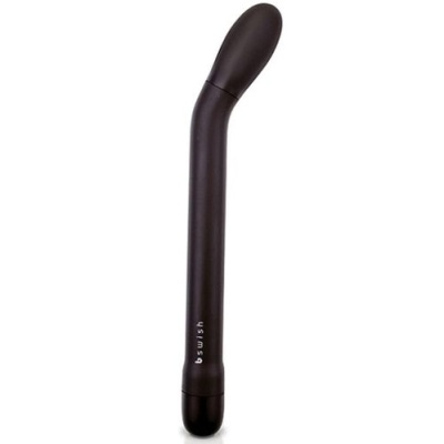Vibrador preto curvado com texto b swish