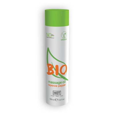 Frasco de óleo de massagem BIO cayenne pepper com tampa verde
