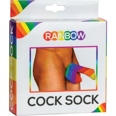 Embalagem do produto Cock Sock com padrão arco-íris