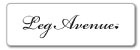 Etiqueta branca com texto 'Leg Avenue' em caligrafia preta