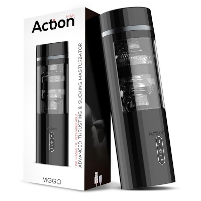 Masturbador Action Man Viggo em preto com embalagem.