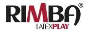 Logótipo RIMBA LATEXPLAY em preto e vermelho