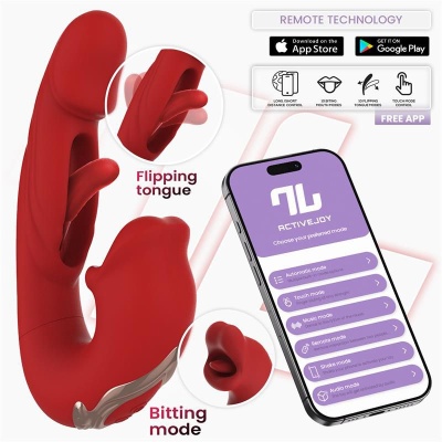 Vibrador vermelho com controlo por app ACTIVEJOY no smartphone