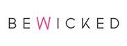 Logótipo BEWICKED com a letra W em rosa e resto das letras em preto sobre fundo branco