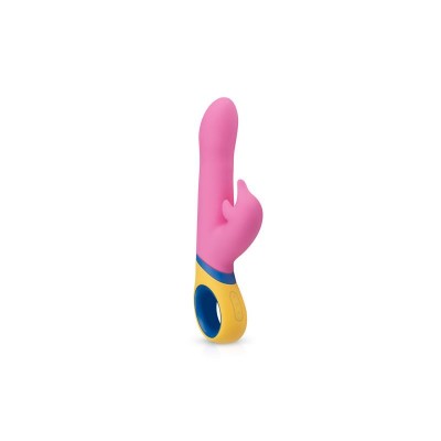 vibrador rosa e amarelo com estimulador lateral