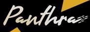 Logótipo Panthrax em letra cursiva branca sobre fundo preto e dourado.