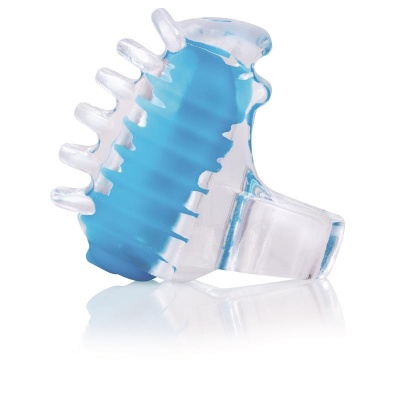 Massageador manual plástico transparente e azul com pinos