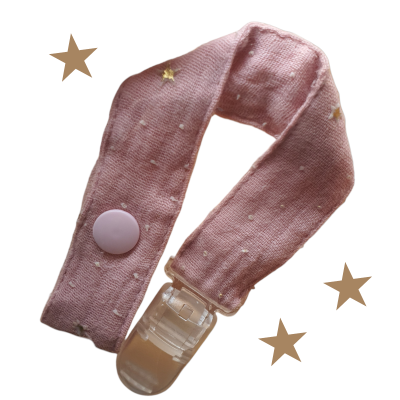 prendedor para chupeta rosa com estrelas