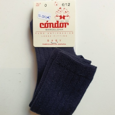 meias de bebé azul escuro com etiqueta da marca Cóndor Barcelona