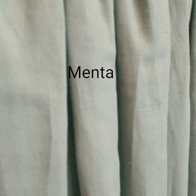 tecido verde menta com textura enrugada e texto Menta