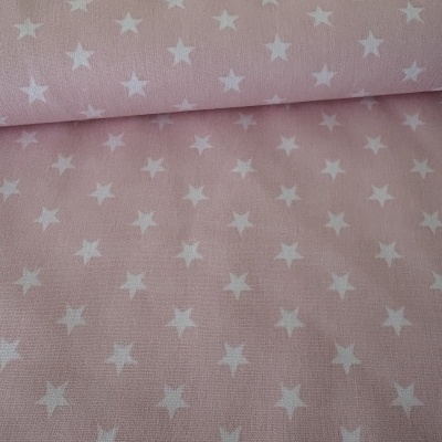 Tecido rosa claro com estrelas brancas