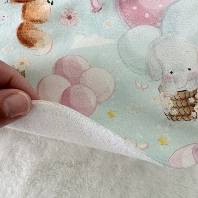 tecido macio para bebé com padrão infantil colorido pastel