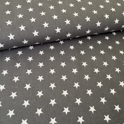 Tecido cinza com estrelas brancas distribuídas uniformemente