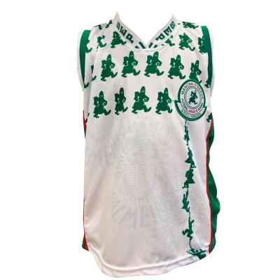 Camisola branca estampa verde com emblema Mancha Verde no peito