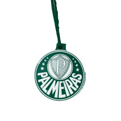 Chaveiro redondo do Palmeiras verde e branco com cordão verde