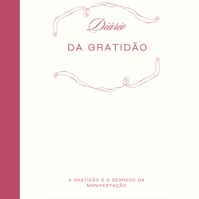 Capa do Diário da Gratidão com fundo branco e lombada rosa
