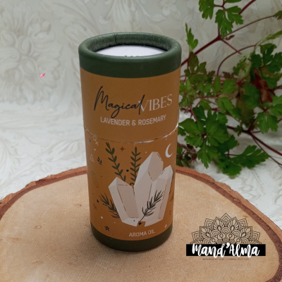 Embalagem cilíndrica de óleo aromático Magical Vibes de lavanda e alecrim