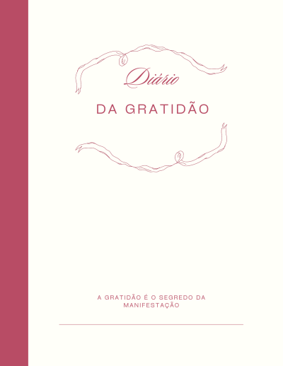Capa do Diário da Gratidão com fundo branco e lombada rosa