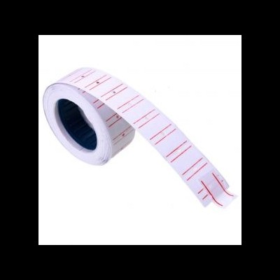 Rolo de etiquetas adesivas com marcas vermelhas