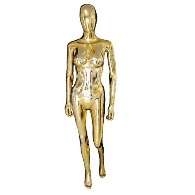 Mannequim feminino dourado com acabamento brilhante