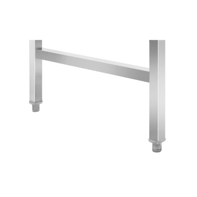 Pés metálicos quadrados prateados unidos por barra horizontal