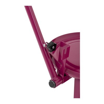 Detalhe de móvel metálico roxo com parafuso preto