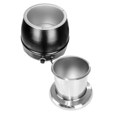 Panela elétrica preta com cuba removível em aço inox