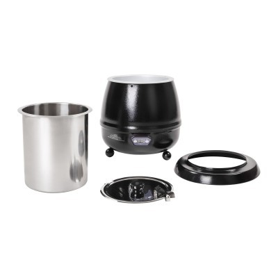 Conjunto de panela elétrica com inserto de aço inoxidável e acessórios pretos