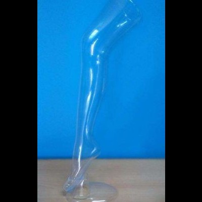 Mannequim de perna feminina em plástico transparente