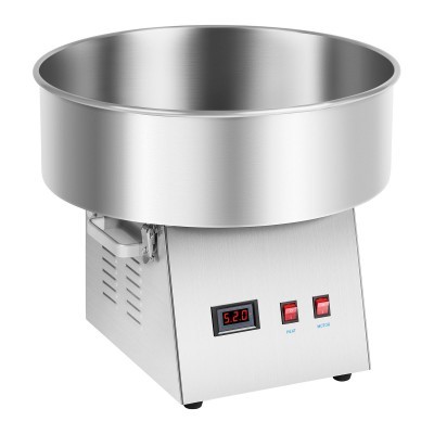 Máquina de algodão doce de aço inoxidável com painel digital e botões vermelhos