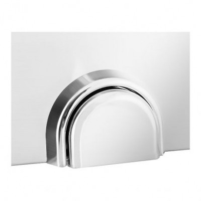 Suporte metálico prateado arredondado para porta