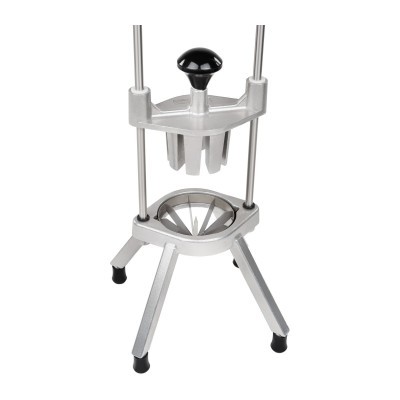 Espremedor manual de metal com alça preta e base tripé