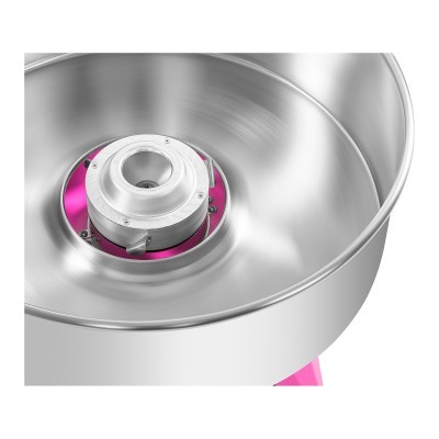 Máquina de algodão doce metálica com base rosa