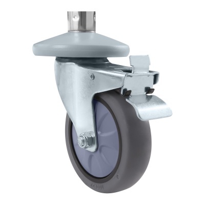 Roda de carrinho giratória com travão metálico