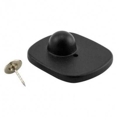 Base de segurança preta com botão redondo e prego metálico