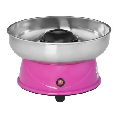 Máquina para fazer algodão doce rosa com recipiente de aço inox