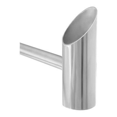 Tubo metálico cromado com extremidade oval inclinada