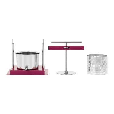 Conjunto de prensa para vinho com peças em aço inoxidável e base preta