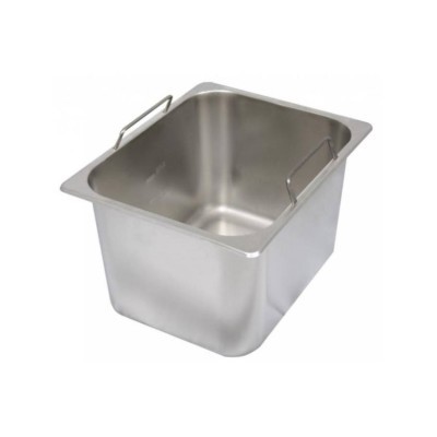 Recipiente quadrado em aço inoxidável com alças laterais