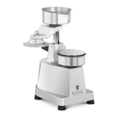 Balança cozinha metálica prateada com dois recipientes redondos e etiqueta Royal