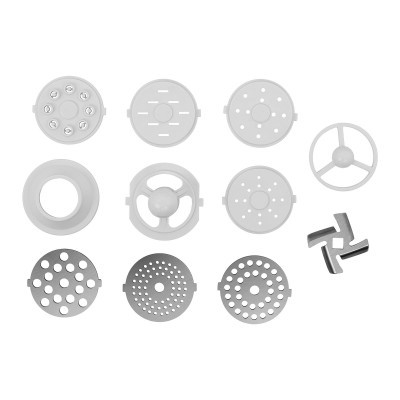 Acessórios de triturador ou processador de alimentos em metal e plástico branco