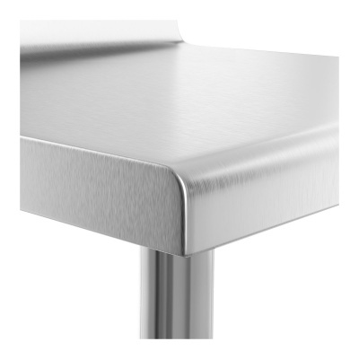 Canto de mesa ou bancada em metal escovado com borda arredondada