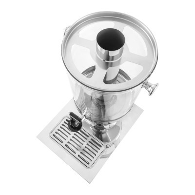 Dispenser de bebidas em aço inoxidável com tampa transparente e torneira lateral