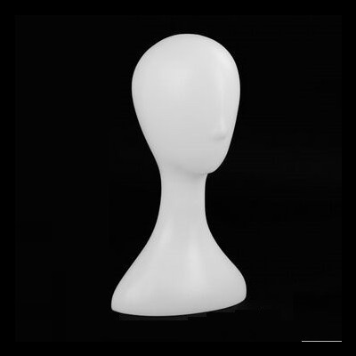 Cabeça de manequim branca lisa com pescoço longo
