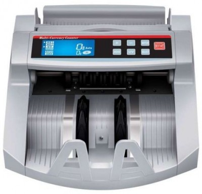 Máquina contadora de dinheiro Multi-Currency Counter cinza com visor digital e botões